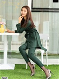 SIW Siwen media 062 small fragrant wind dark green pure cotton temperament small foot pants two - Zhen zhen(38)